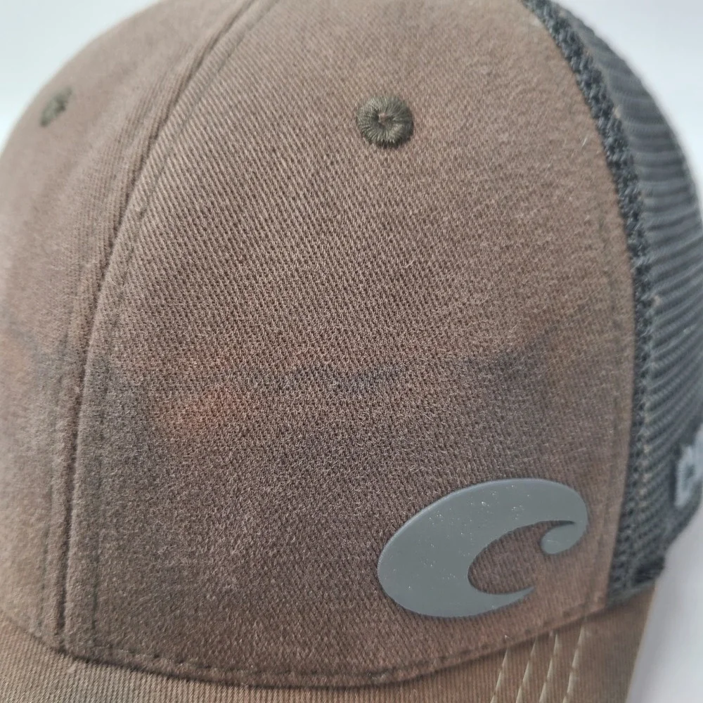 Costa Hat Adjustable Trucker Mesh Brown Gray Distressed Del Mar Fishing Outdoors